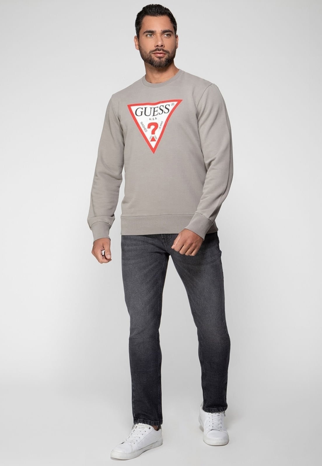 Imagem principal Blusa de Moletom Logo Degastado Guess Claro Guess verde