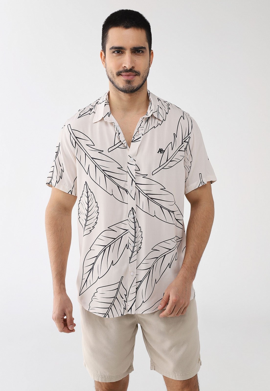 Imagem principal Camisa Masculina Aeropostale Estampa Folhas e Preto Aeropostale branco