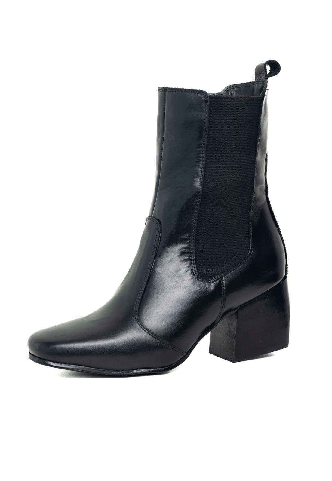 Imagem principal Bota Bico Quadrado Cano Curto Feminina Couro TELLINI STORE preto