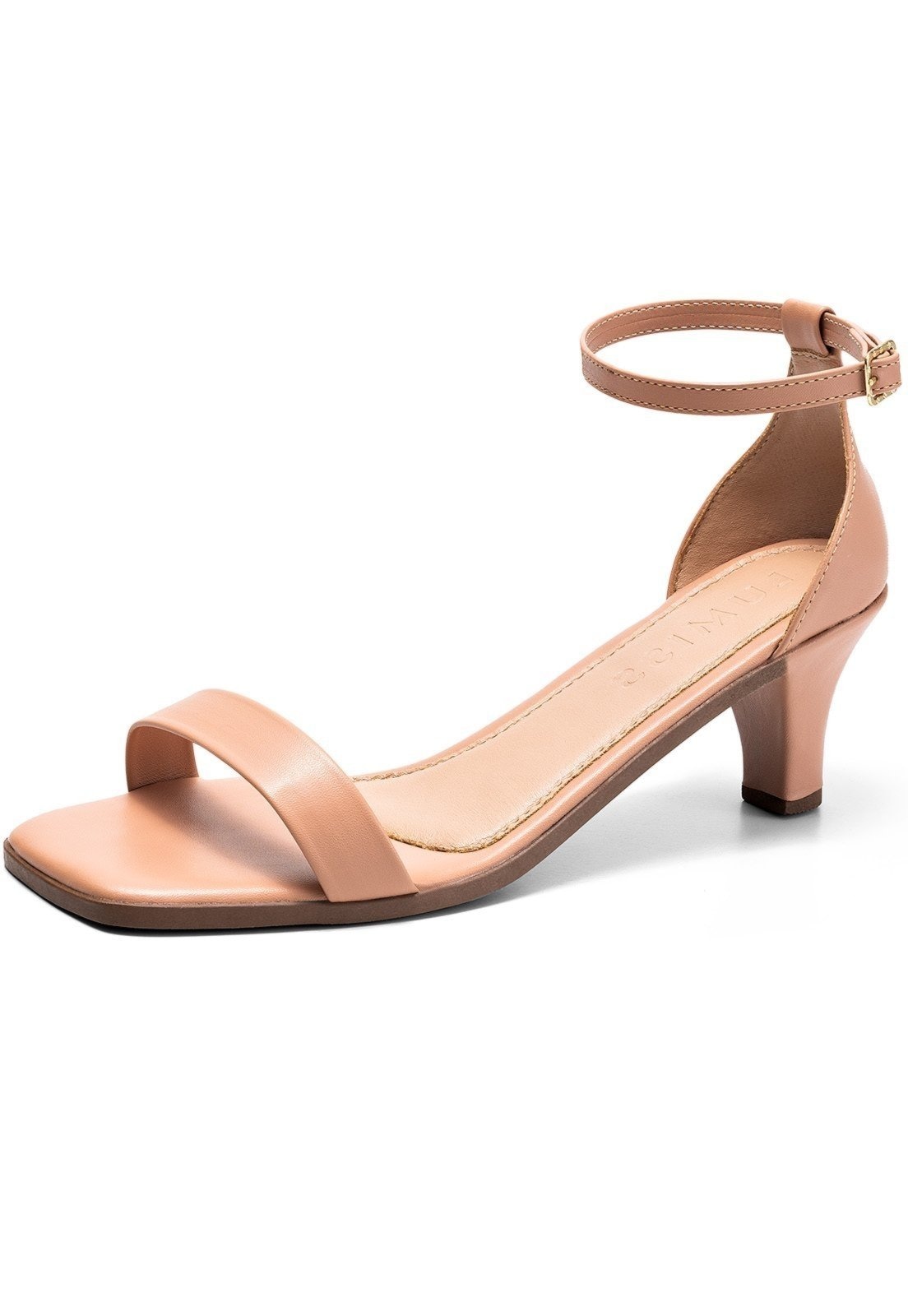 Imagem principal Sandália Feminina Lumiss Salto Baixo Fino Bico Quadrado Clássica Confortável LUMISS nude