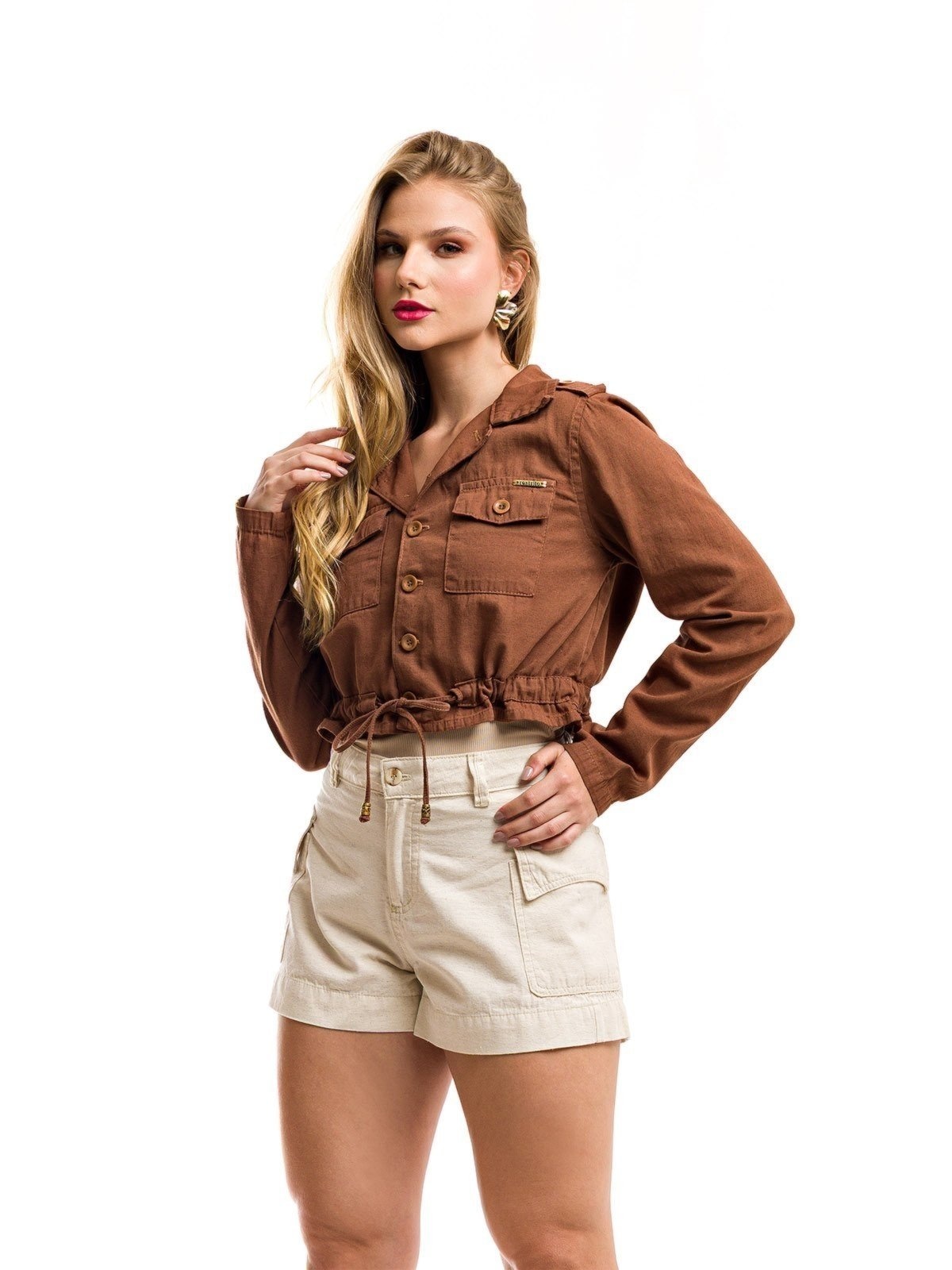 Imagem principal Jaqueta Restrito Jeans de Linho Premium Ajustável Restrito Jeans marrom