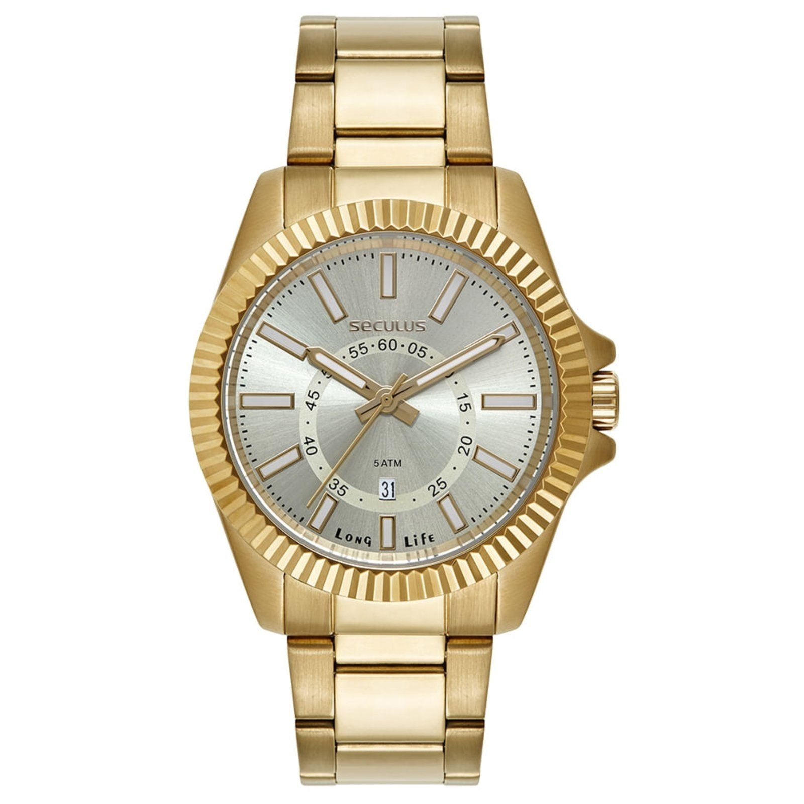 Imagem principal Relógio Feminino Aço Catraca Facetada Seculus dourado