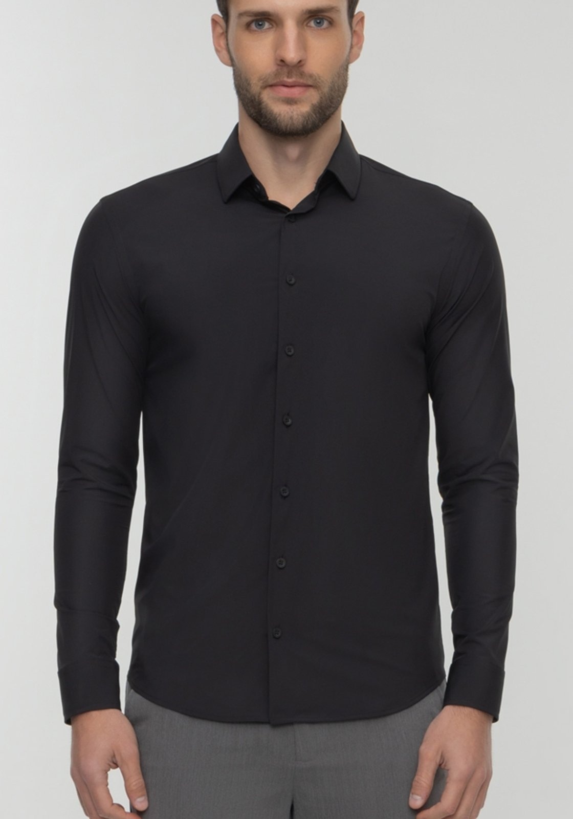 Imagem principal Camisa Slim Fit De Mangas Longas Em Tecido De Poliamida Hangar 33 preto