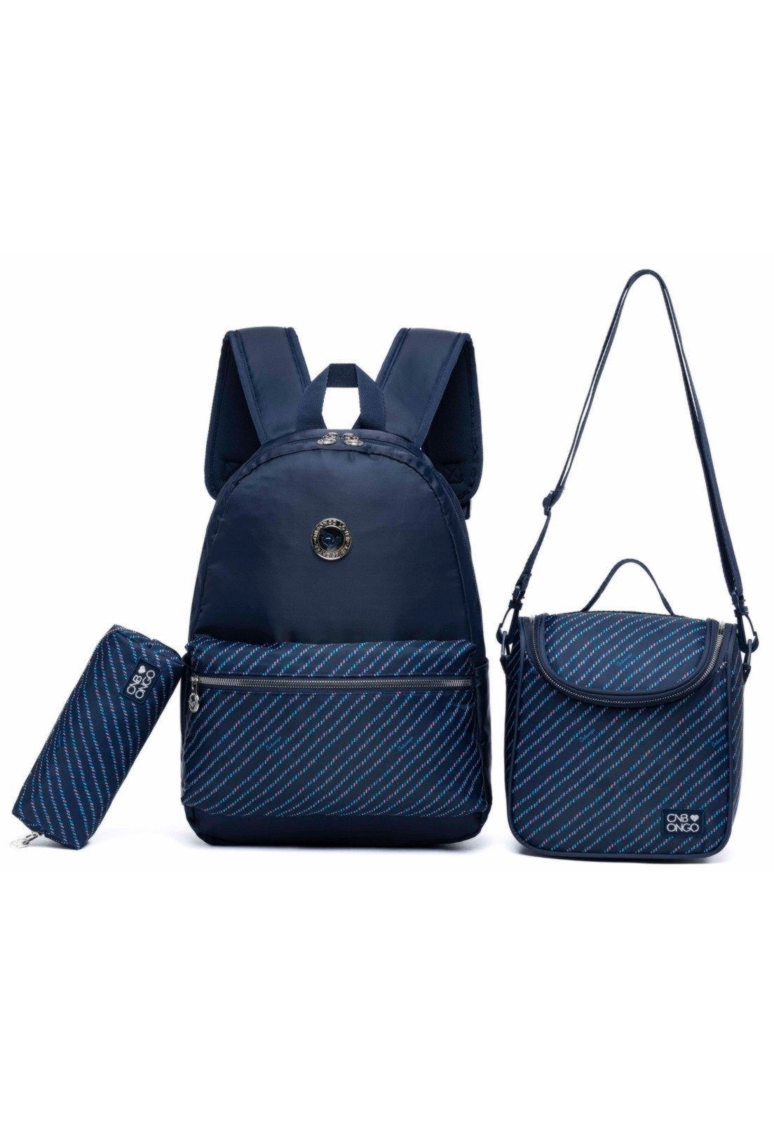 Imagem principal Kit Mochila De Costas Onbongo Escolar Notebook Lancheira Térmica Onbongo azul marinho