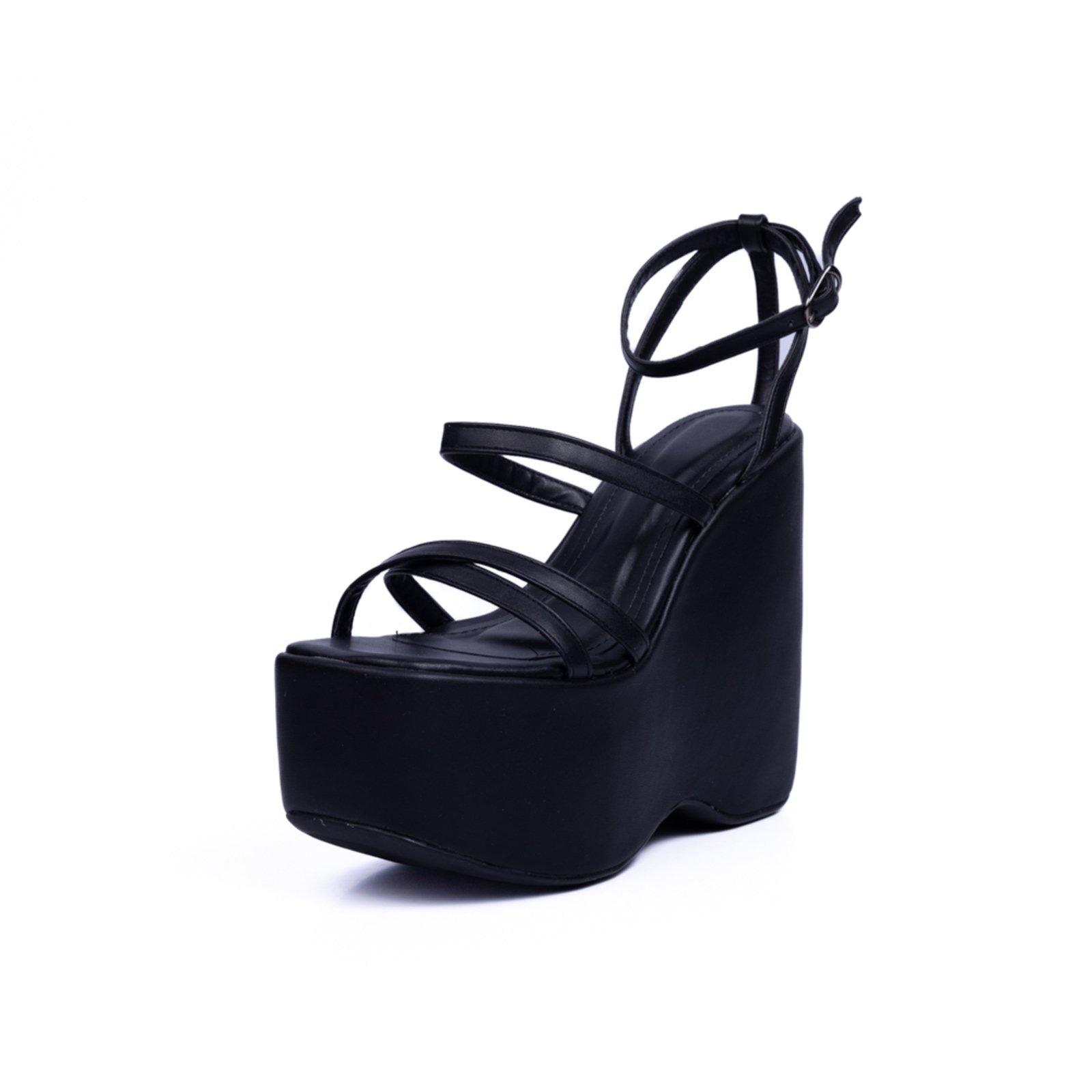 Imagem principal Sandália Anabela Feminina Plataforma Grande Preta Lançamento 182158 Flor da Pele preto