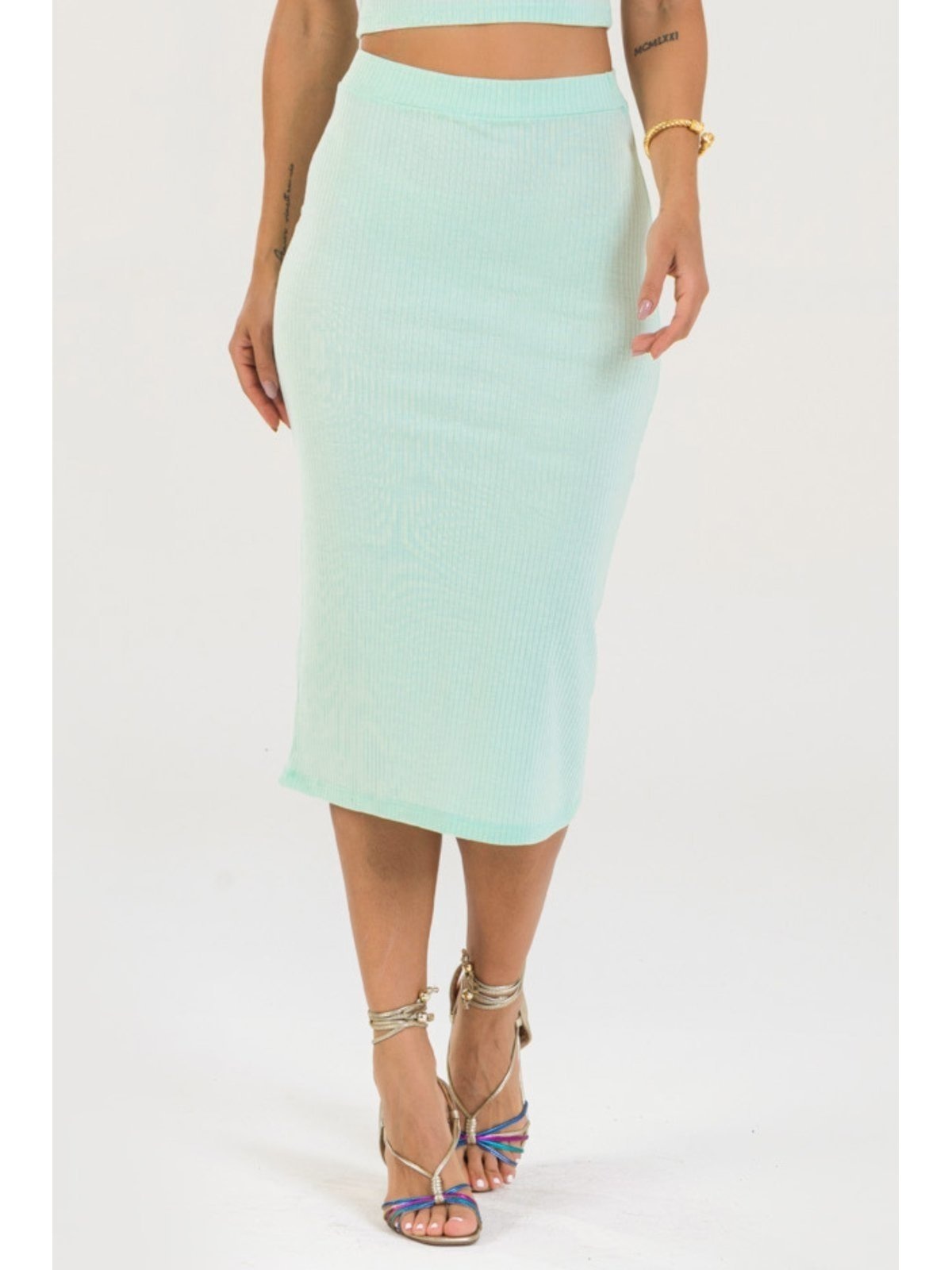 Imagem principal Saia Midi Ribana Canelada Feminina Sea Meu Jeans verde