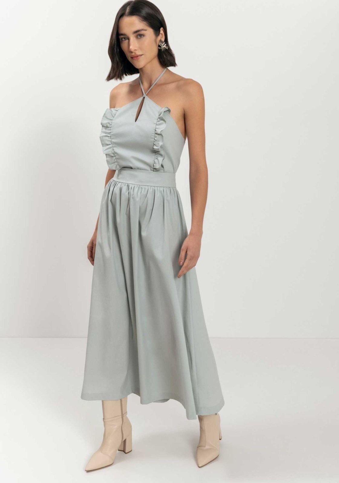 Imagem principal Saia Chá Com Cintura Alta Em Tafetá De Algodão Lez a Lez cinza