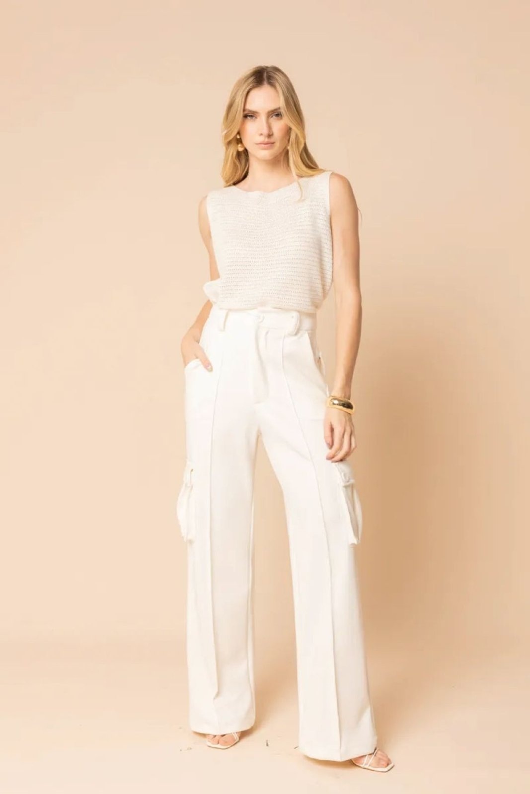 Imagem principal Calça Cargo Com Friso Lia - OffWhite VIC BRAND branco offwhite