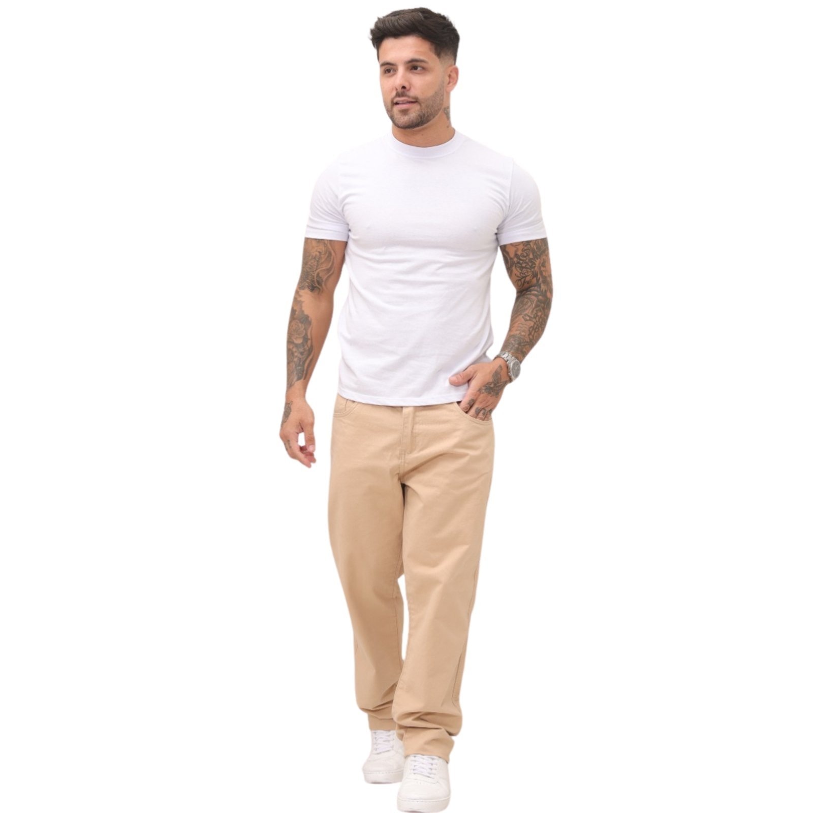 Imagem principal Calça Masculina Tradicional Balão Boca Larga JEANS LIGHT bege