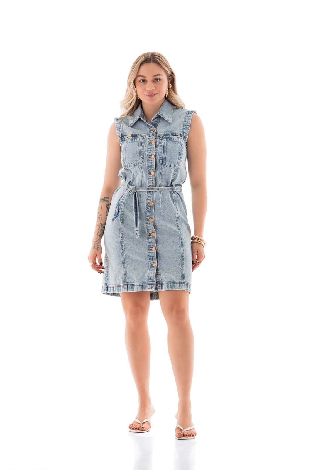 Imagem principal Vestido Feminino Arauto Midi Botões ARAUTO JEANS azul/jeans