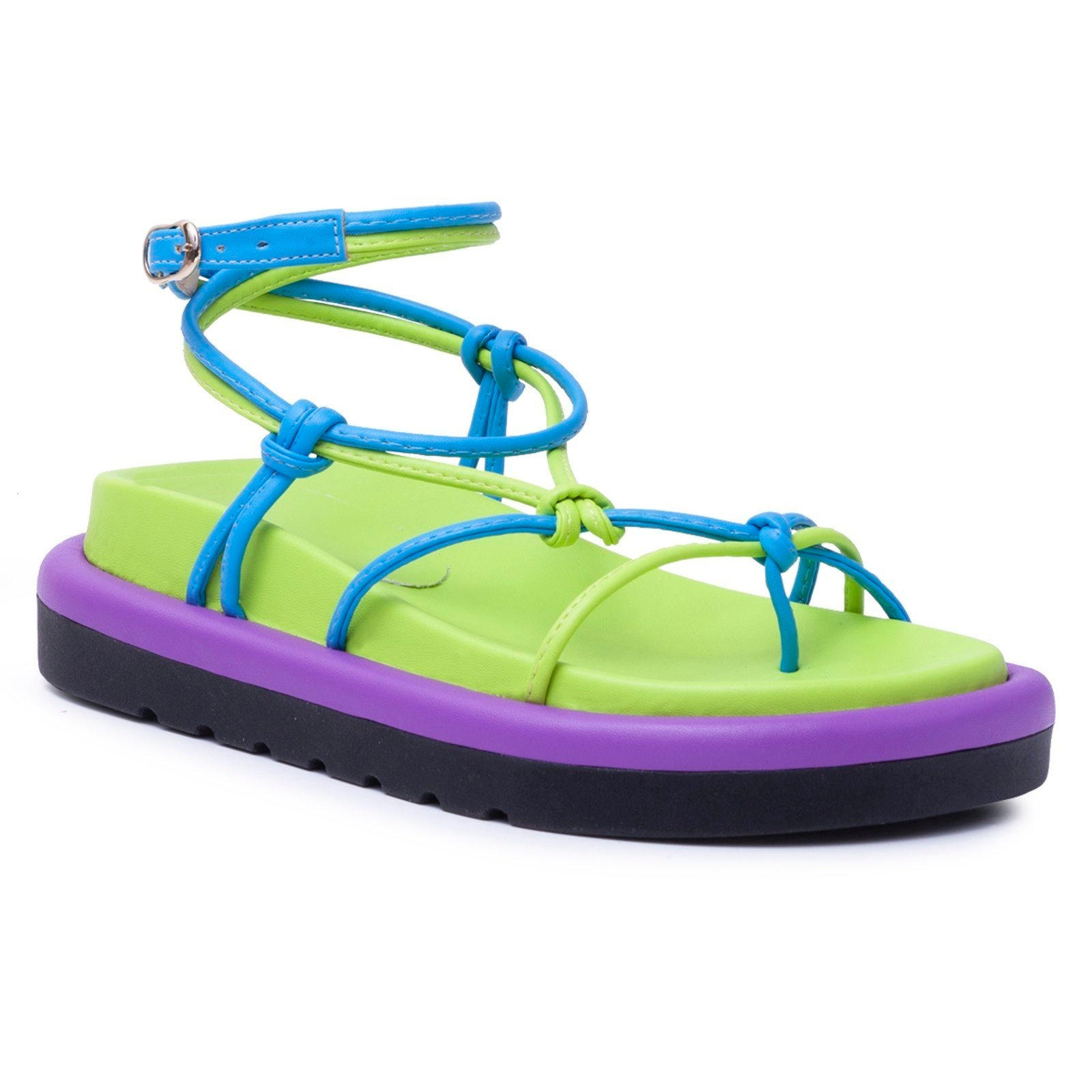 Imagem principal Sandalia Papete De Amarrar Feminina Em Napa Verde 183200 Flor da Pele azul/verde verde