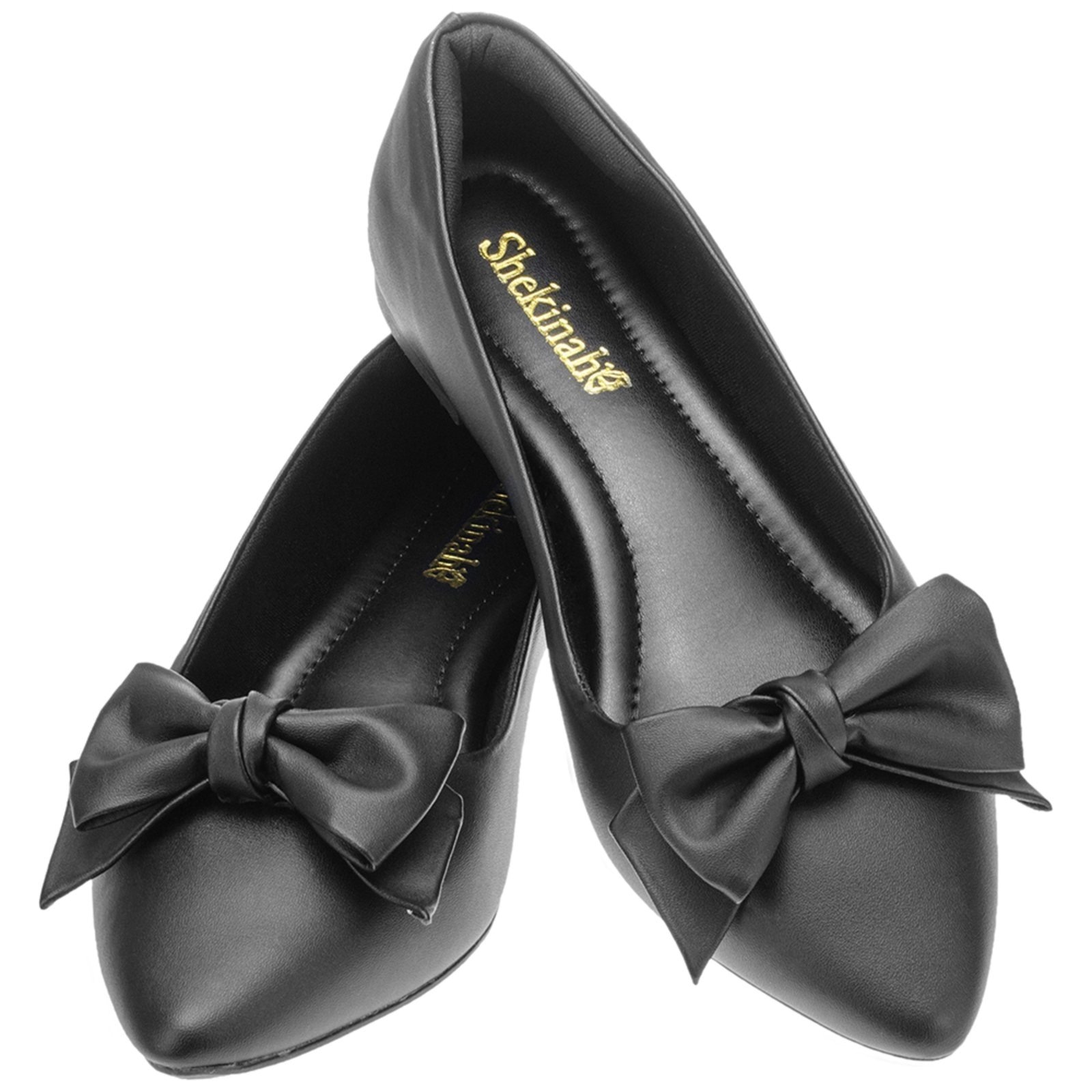 Imagem principal Sapatilha Bico Fino Confortável Shekinah Com Laço Nó Shekinah preto