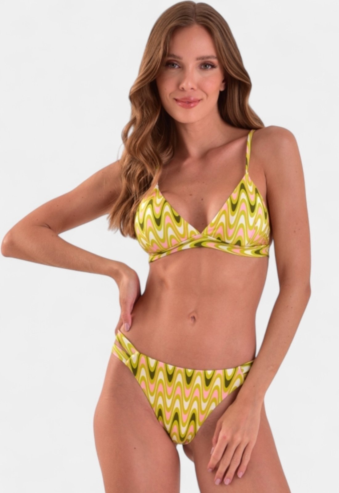 Imagem principal Biquíni Areia Branca Baly Frente Única Zig Zag Areia Branca verde