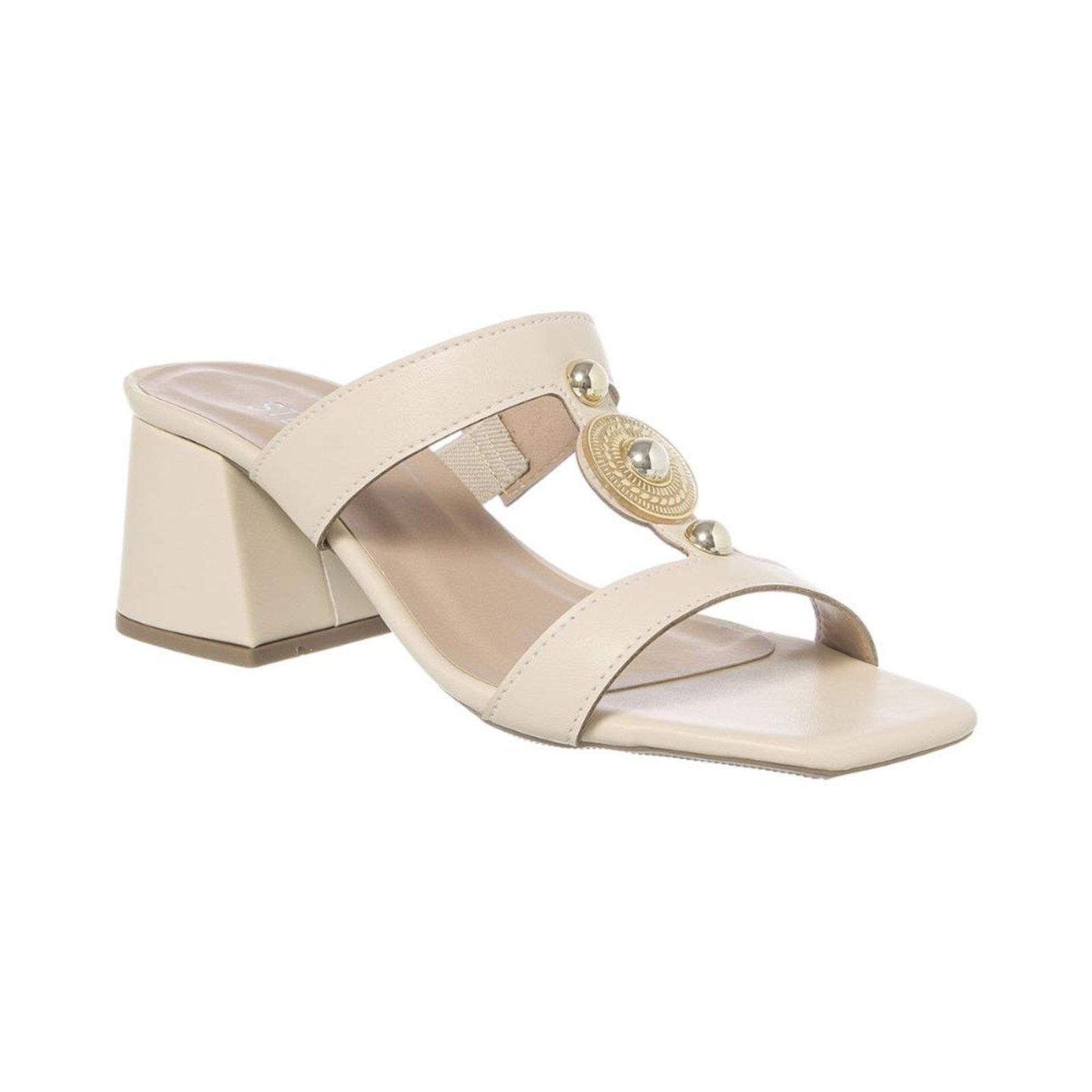 Imagem principal Tamanco Feminino Salto Grosso Bloco Médio Social Casual Moda Off White Stessy Shoes off-white white