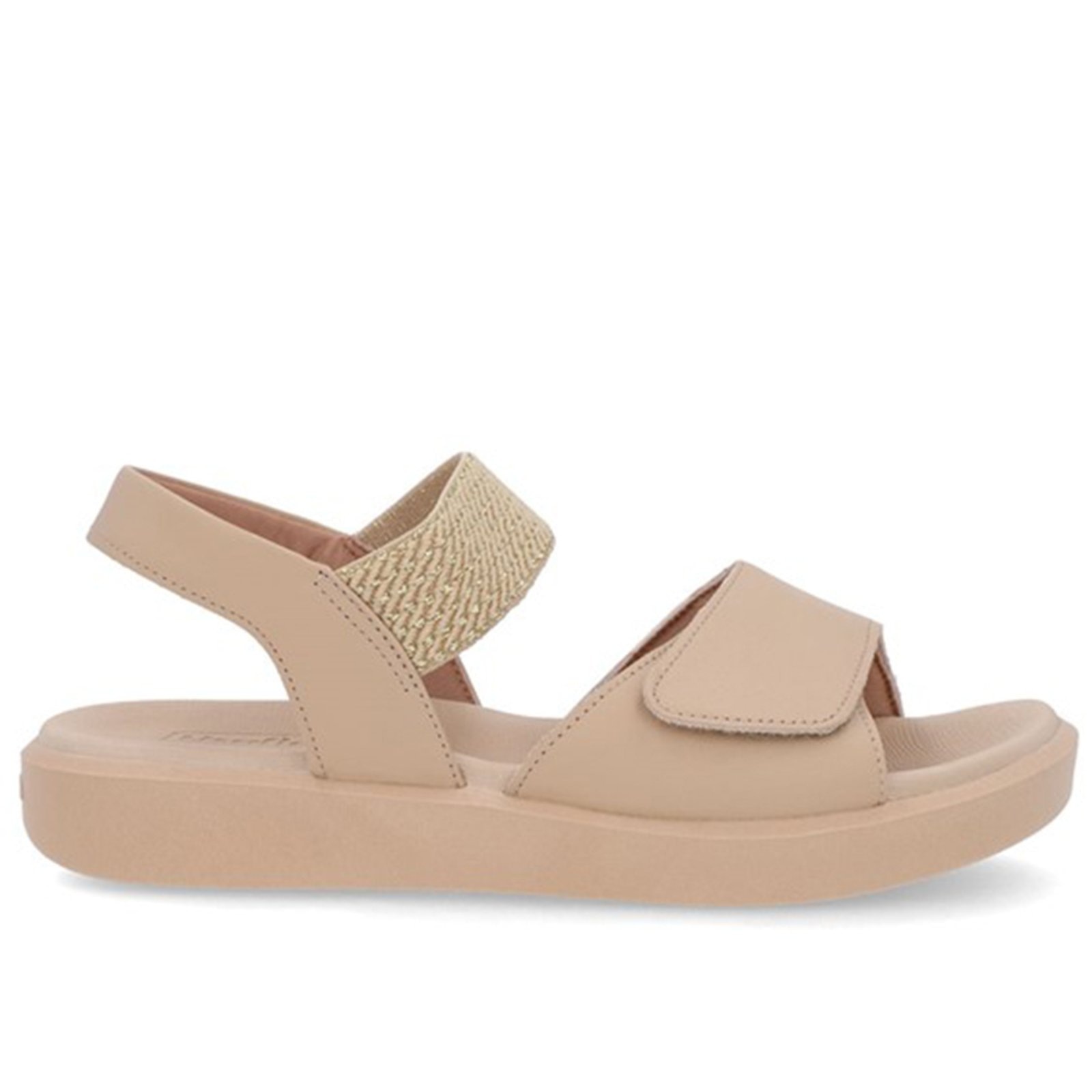 Imagem principal Sandália Usaflex Plataforma Couro Detalhe Metalizado Blush Usaflex bege