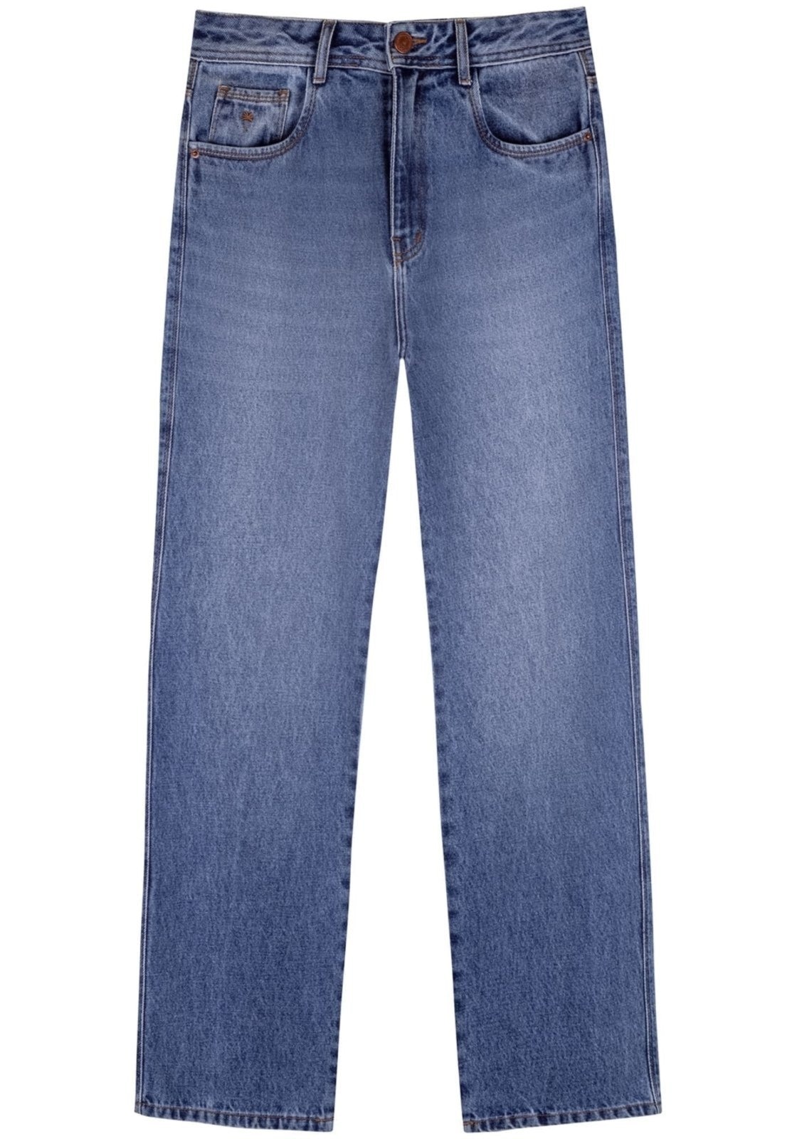 Imagem principal Calça Reta Cropped Com Cintura Alta E Passantes No Cós Lez a Lez azul