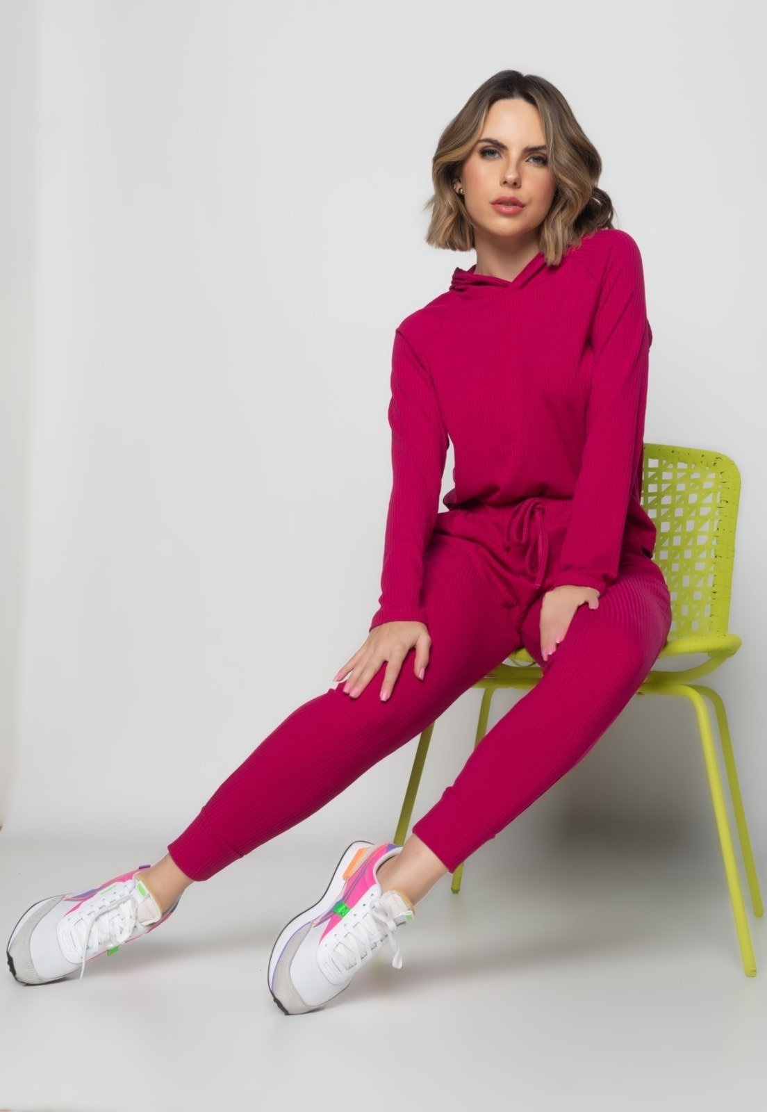 Imagem principal Conjunto Comfy Com Casaco Capuz e Jogger Canelado Salvatore Fashion Salvatore Fashion rosa