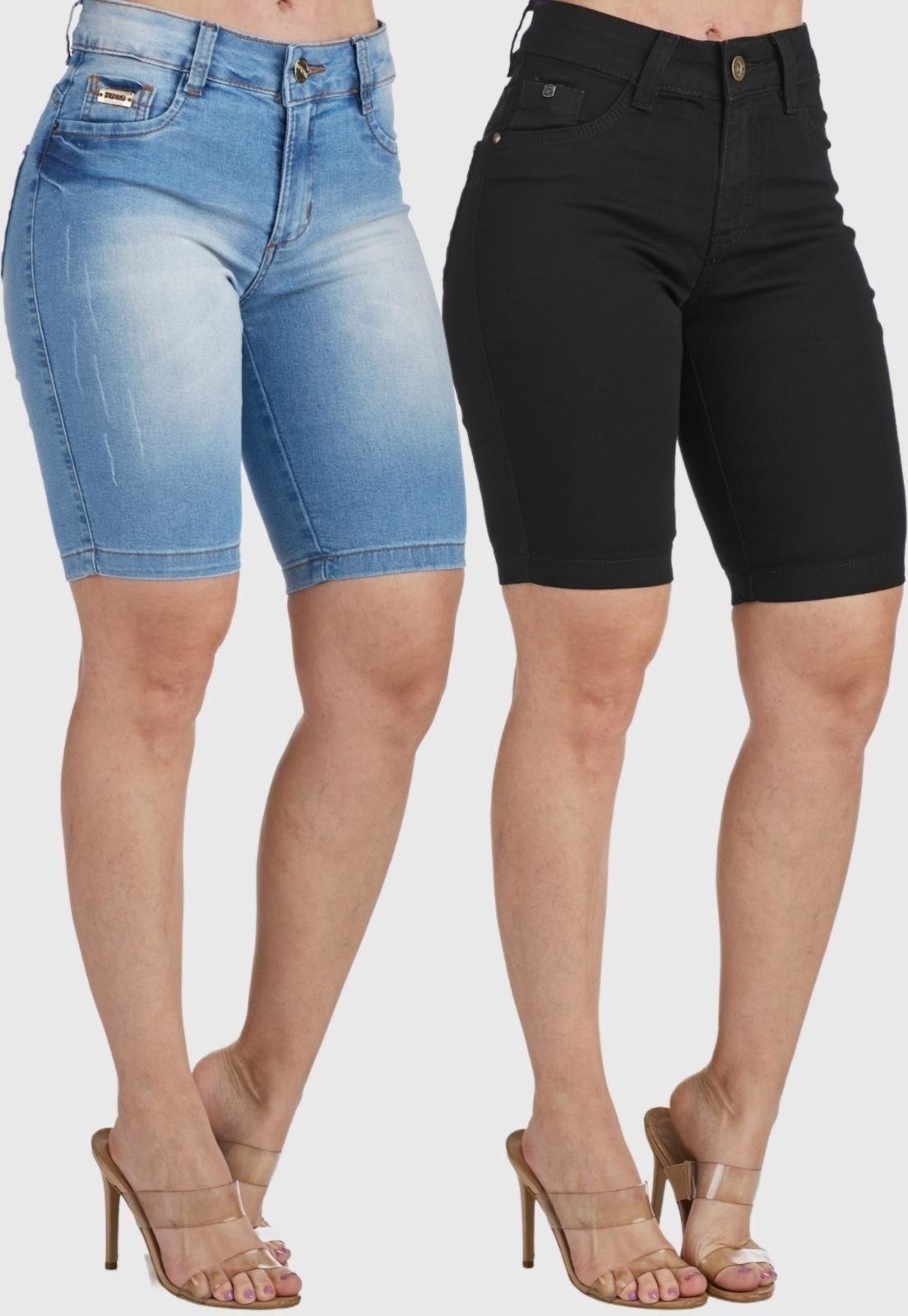 Imagem principal Kit 2 Bermudas Jeans HNO Jeans Ciclista Premium HNO Jeans azul/preto