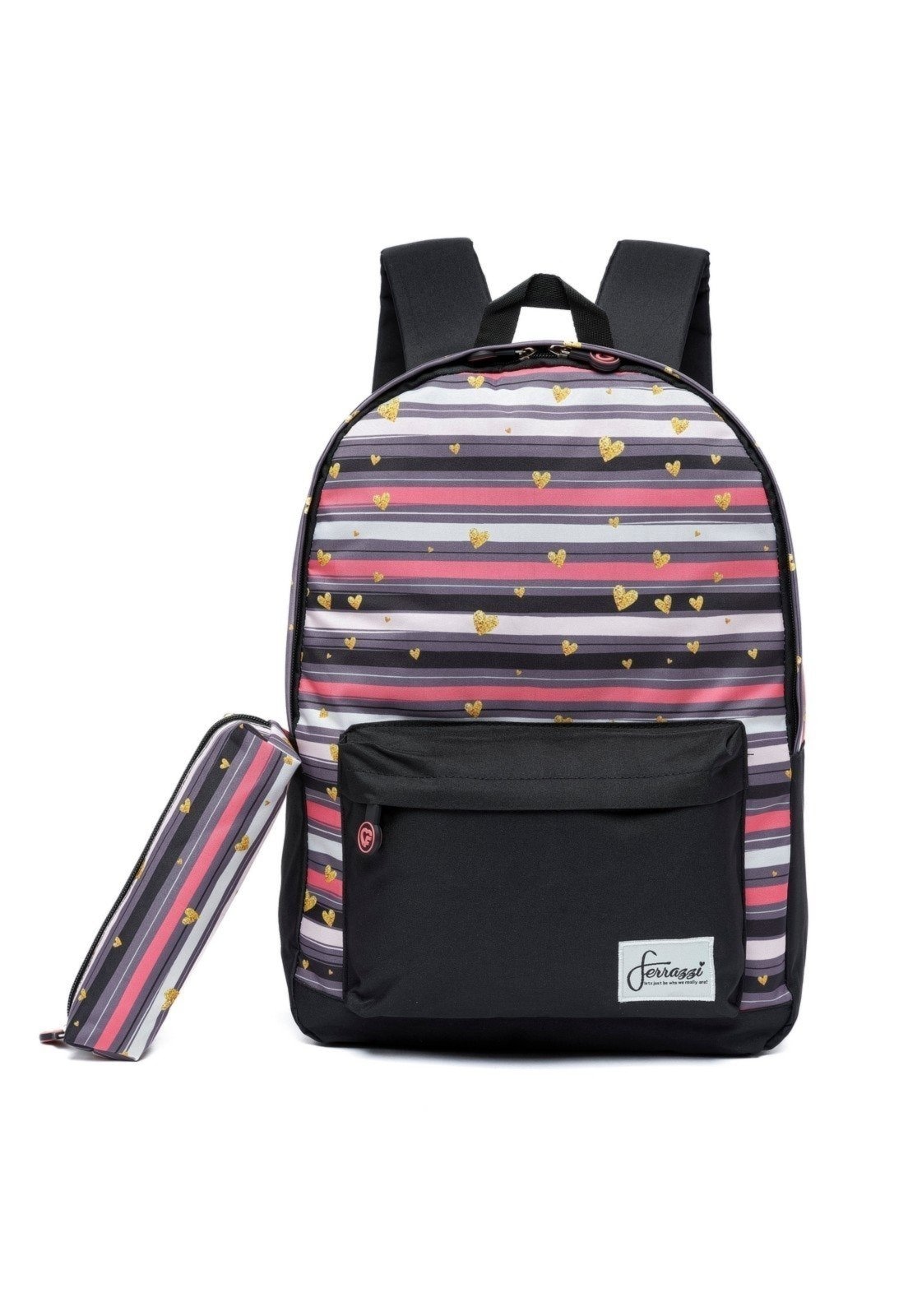 Imagem principal Mochila Casual Estojo Feminina Espaçosa Reforçada Ferrazzi preto