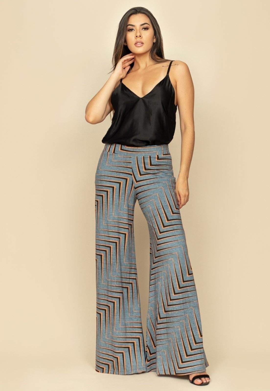 Imagem principal Calça Pantalona Granja Malha Estampa Murici Cabanafree azul/estampado/multicolorido