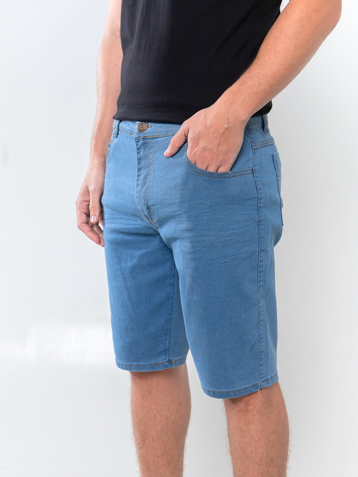 Imagem principal Bermuda Jeans Masculina Kovali Médio com Elastano e Modelagem Reta KOVALI FASHION STORE azul/jeans azul