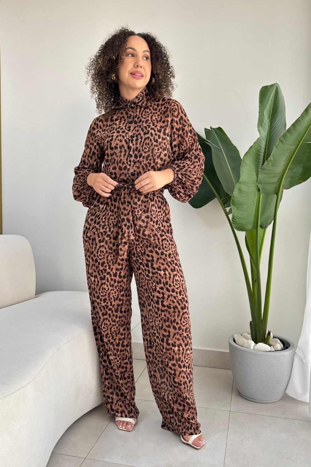 Imagem principal Calça Vanibele Wide Animal Print Vanibele marrom/onça