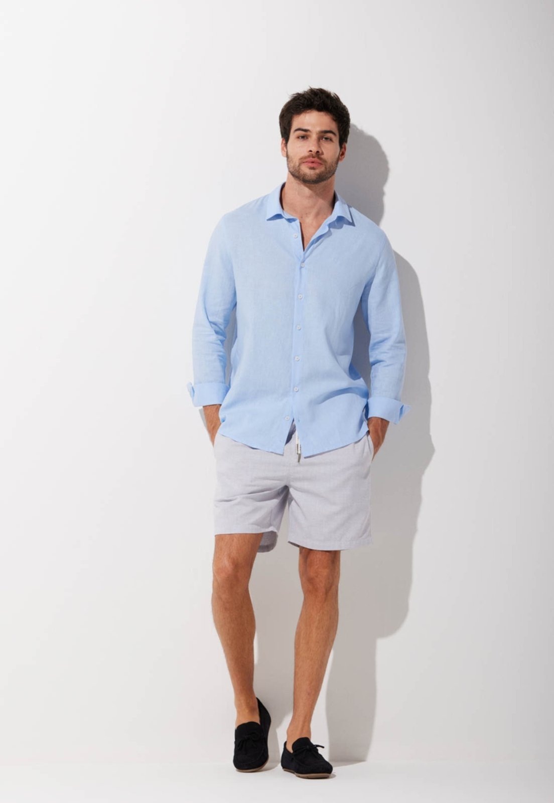 Imagem principal Camisa Linho Traymon Slim Manga Longa Claro Traymon rosa