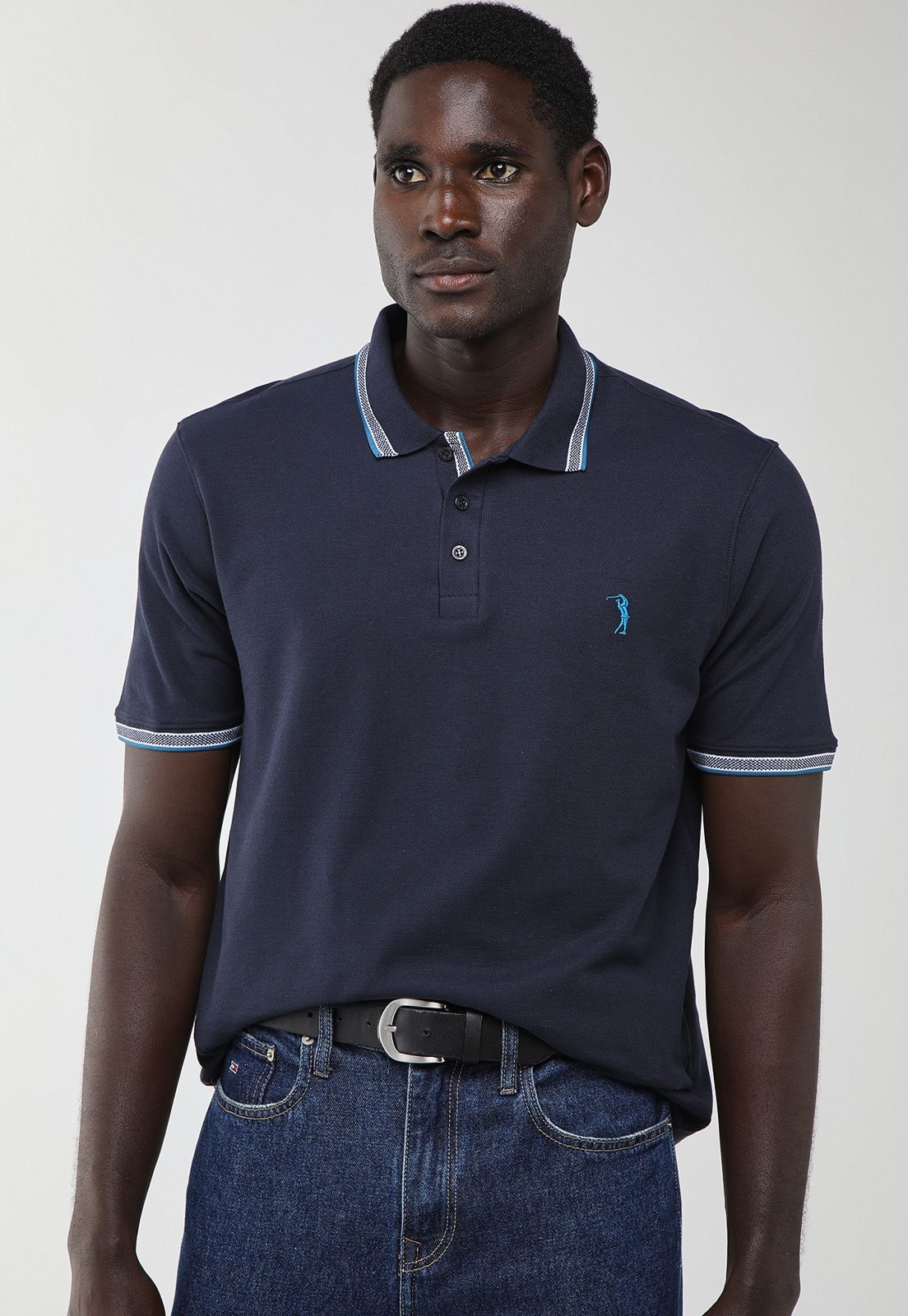 Imagem principal Polo Masculina Aleatory Detalhe Contrastante Aleatory azul marinho