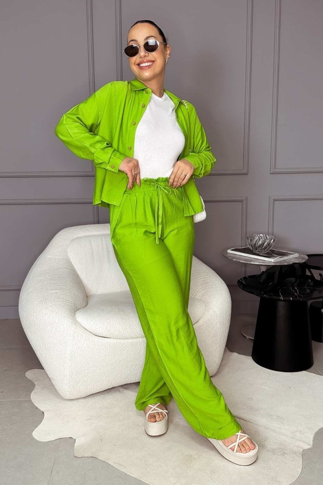 Imagem principal Calça Vanibele Wide Limão Vanibele verde