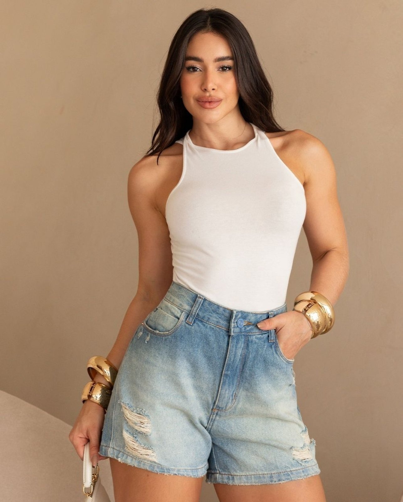 Imagem principal Shorts Mom Feminino Cintura Alta Básico 70101 Sky Vintage Consciência jeans