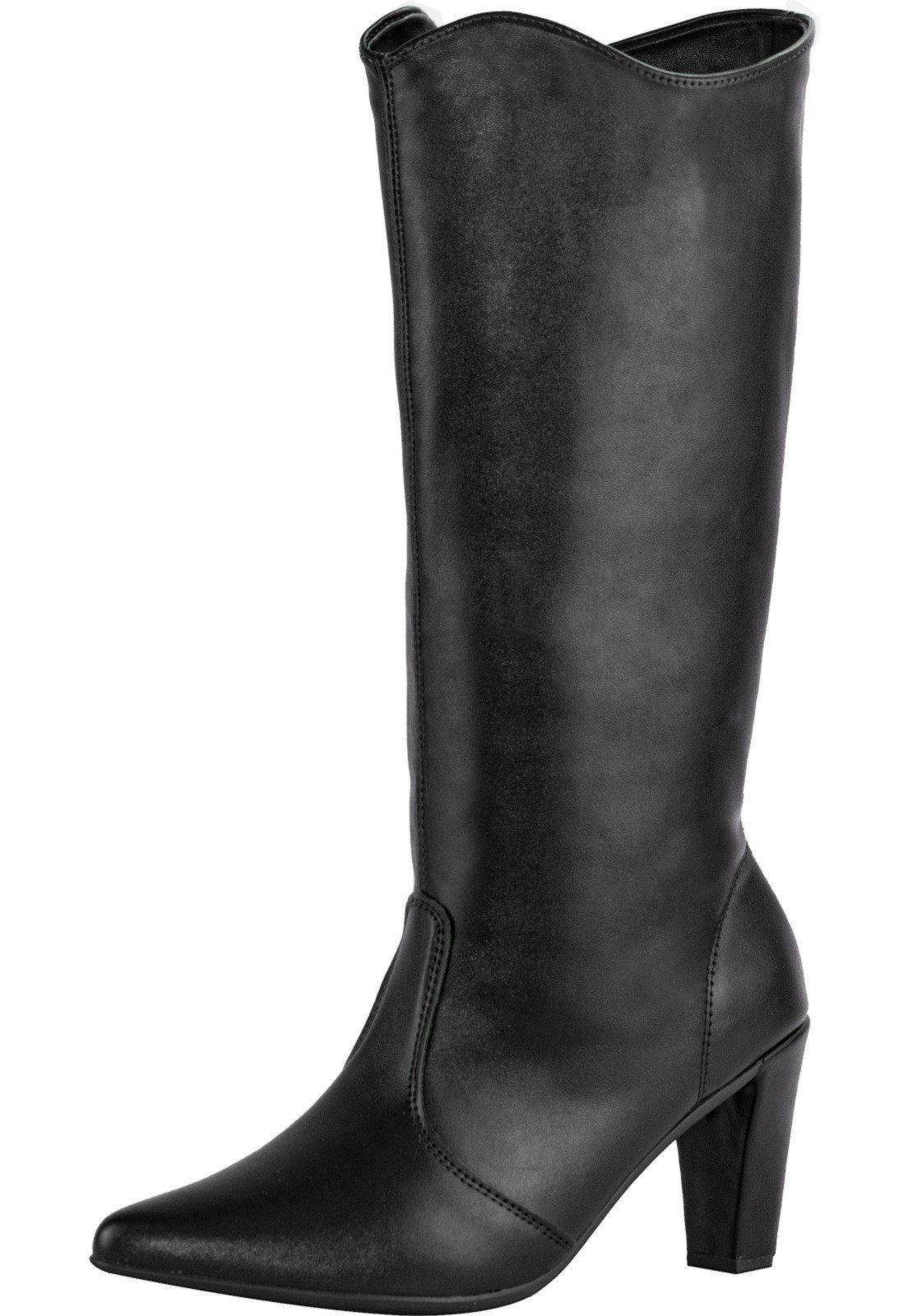 Imagem principal Bota Feminina Bico Fino Lumiss Cano Longo Salto Alto Fino Confortável Montaria LUMISS preto