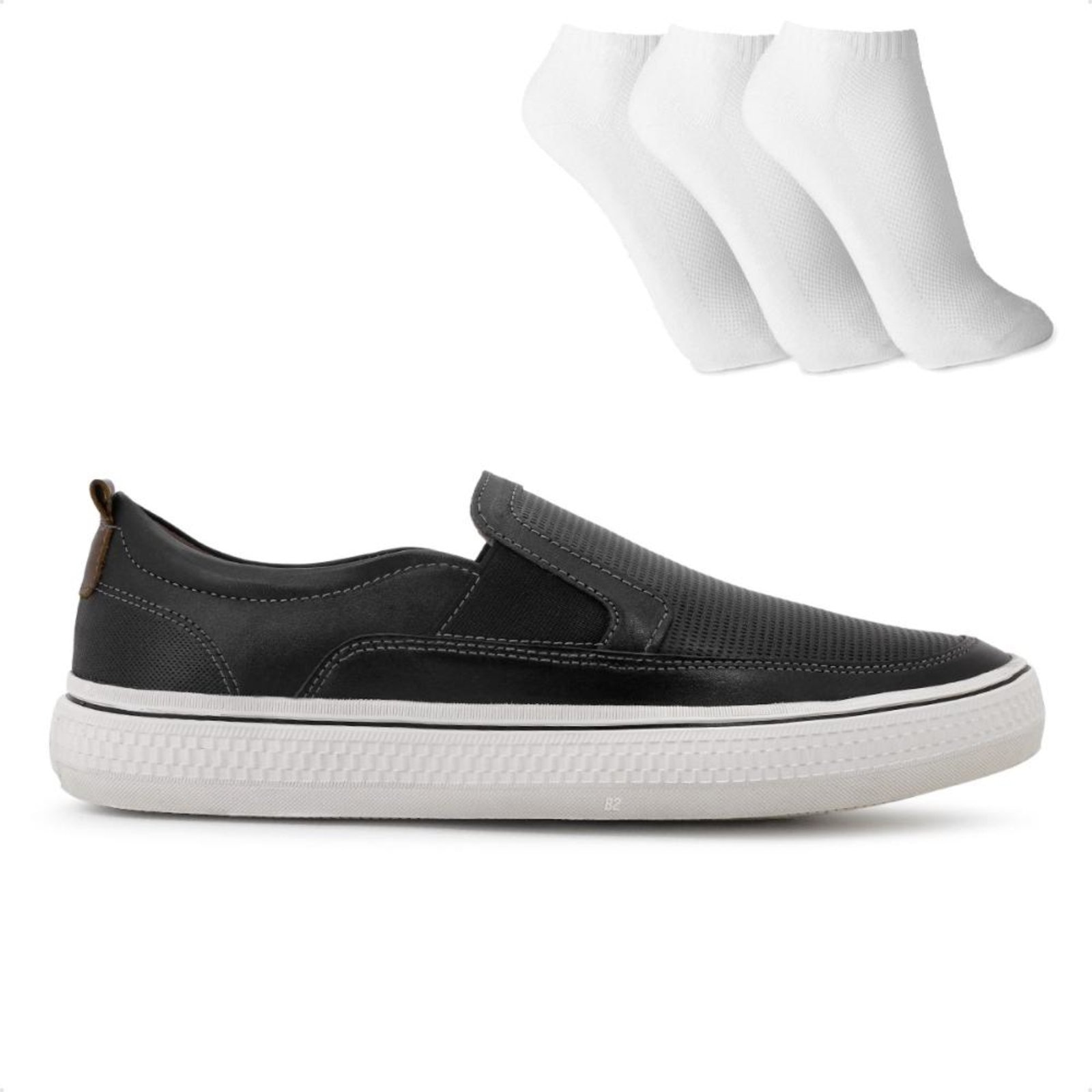 Imagem principal Sapatênis Democrata Denim Fender Masculino + 3 Pares de Meias Preto DEMOCRATA preto denim