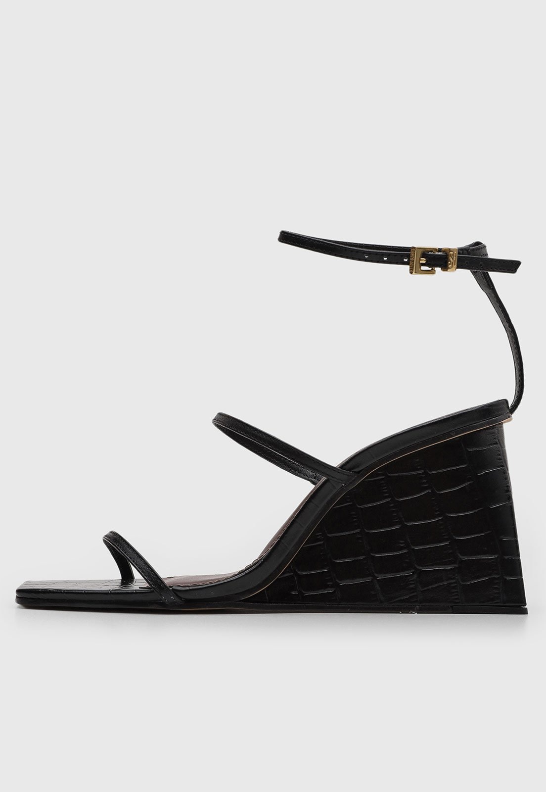 Imagem principal Sandália Feminina Santa Lolla Salto Anabela Textura Croco Preta Santa Lolla preto