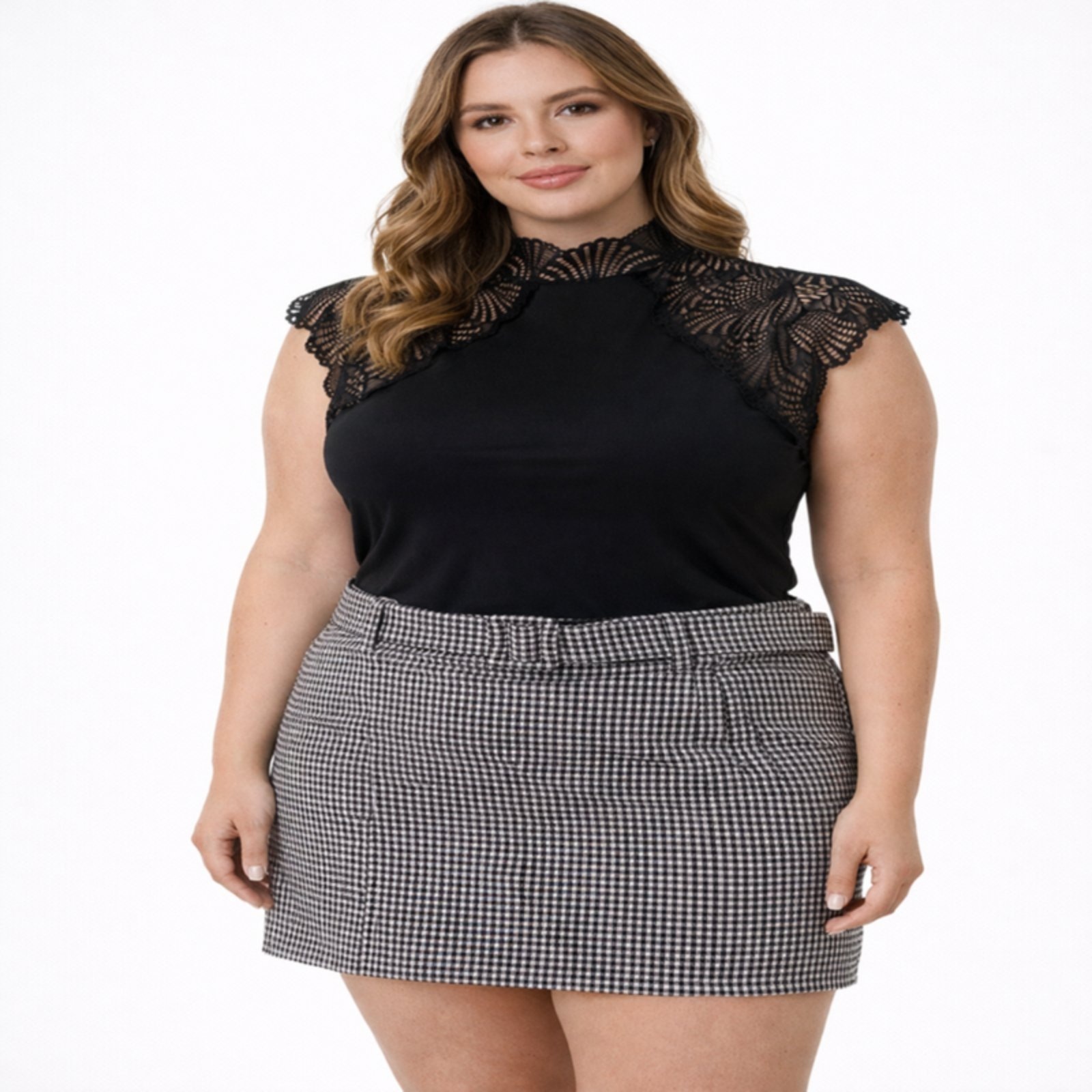 Imagem principal Saia Short Feminina Malha Pop com Cinto em Tecido e Frisos Laterais Preta Summer Body preto