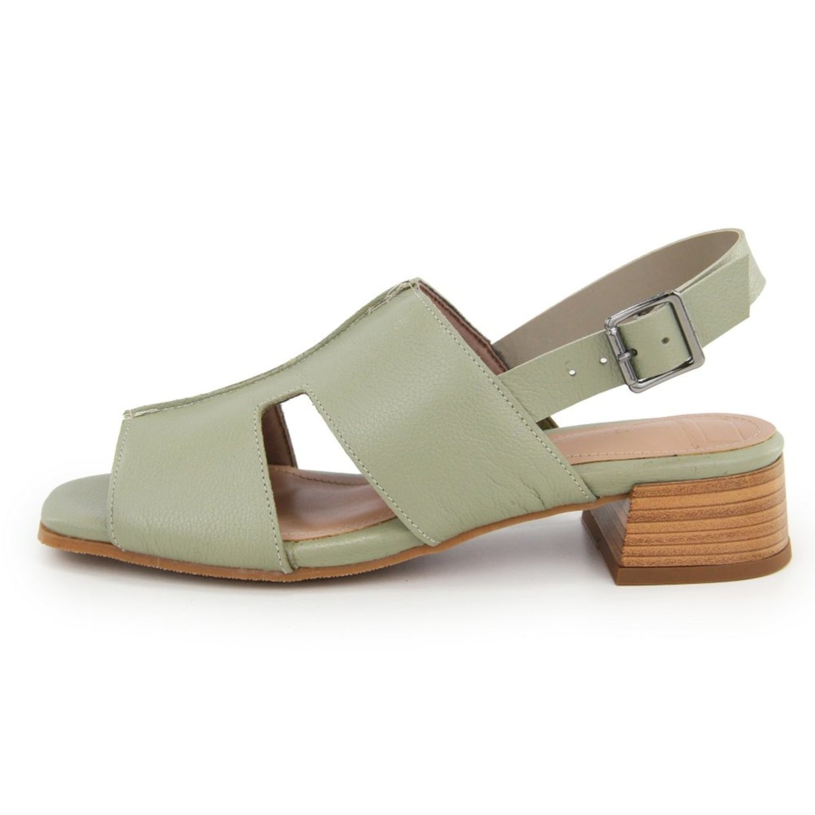 Imagem principal Sandália Feminina Salto Baixo Em Couro Confortável Maria Paula Salvia MARIA PAULA verde