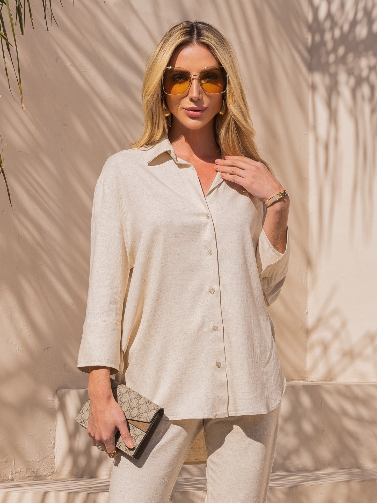 Imagem principal Camisa manga 7/8 linho Verona creme POLLEN bege