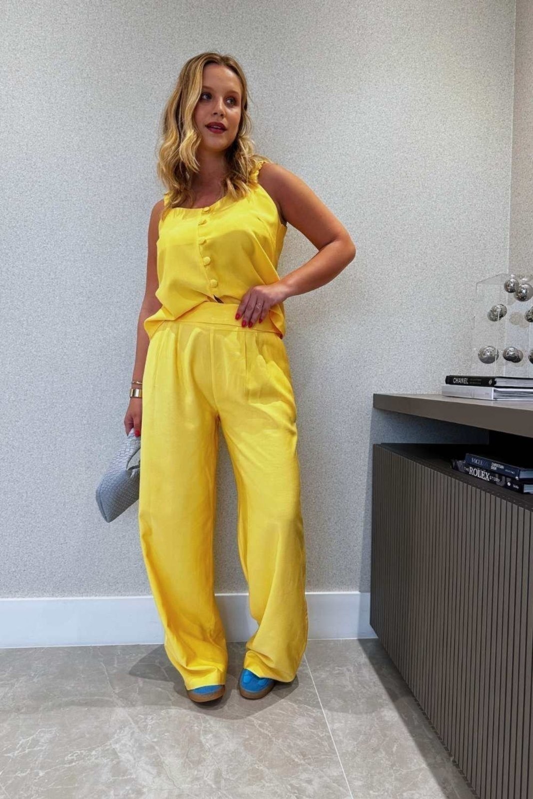 Imagem principal Calça Vanibele Wide Manteiga Vanibele amarelo