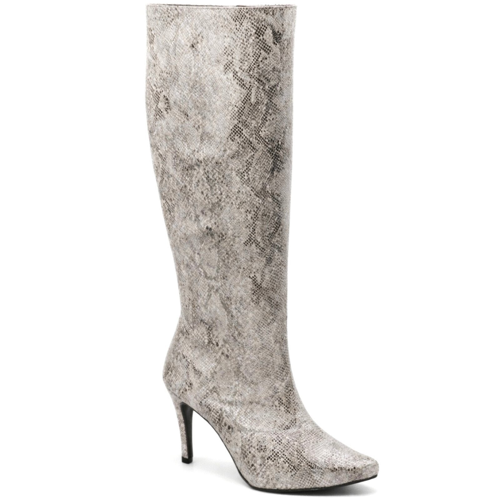 Imagem principal Bota Feminina Snake Cano Longo Salto Fino Sete Sales 1712 Cobra Metalizada Sete Sales cinza/prata