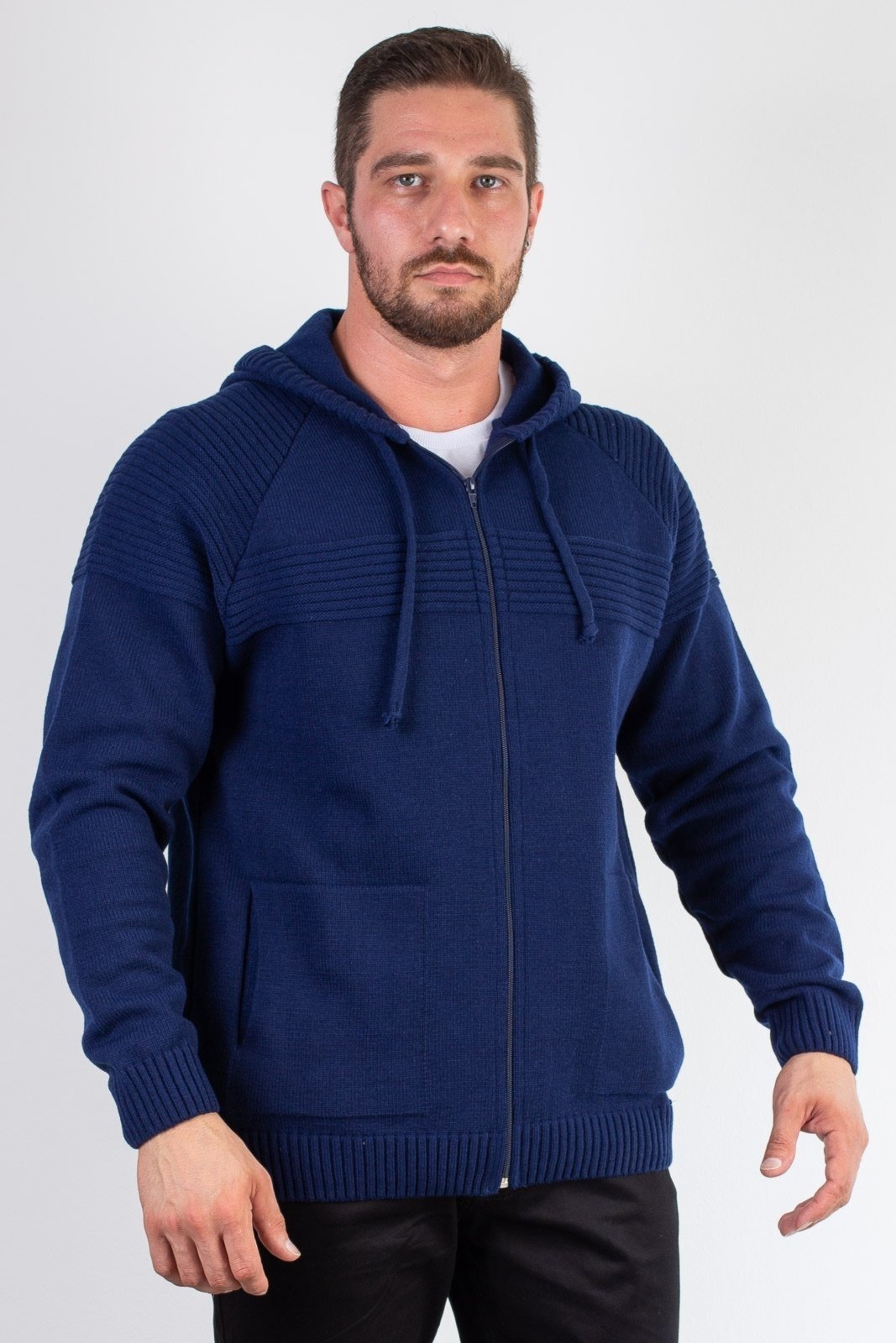 Imagem principal Jaqueta de malha manga raglan 50005 - Azul marinho Enluaze bege azul