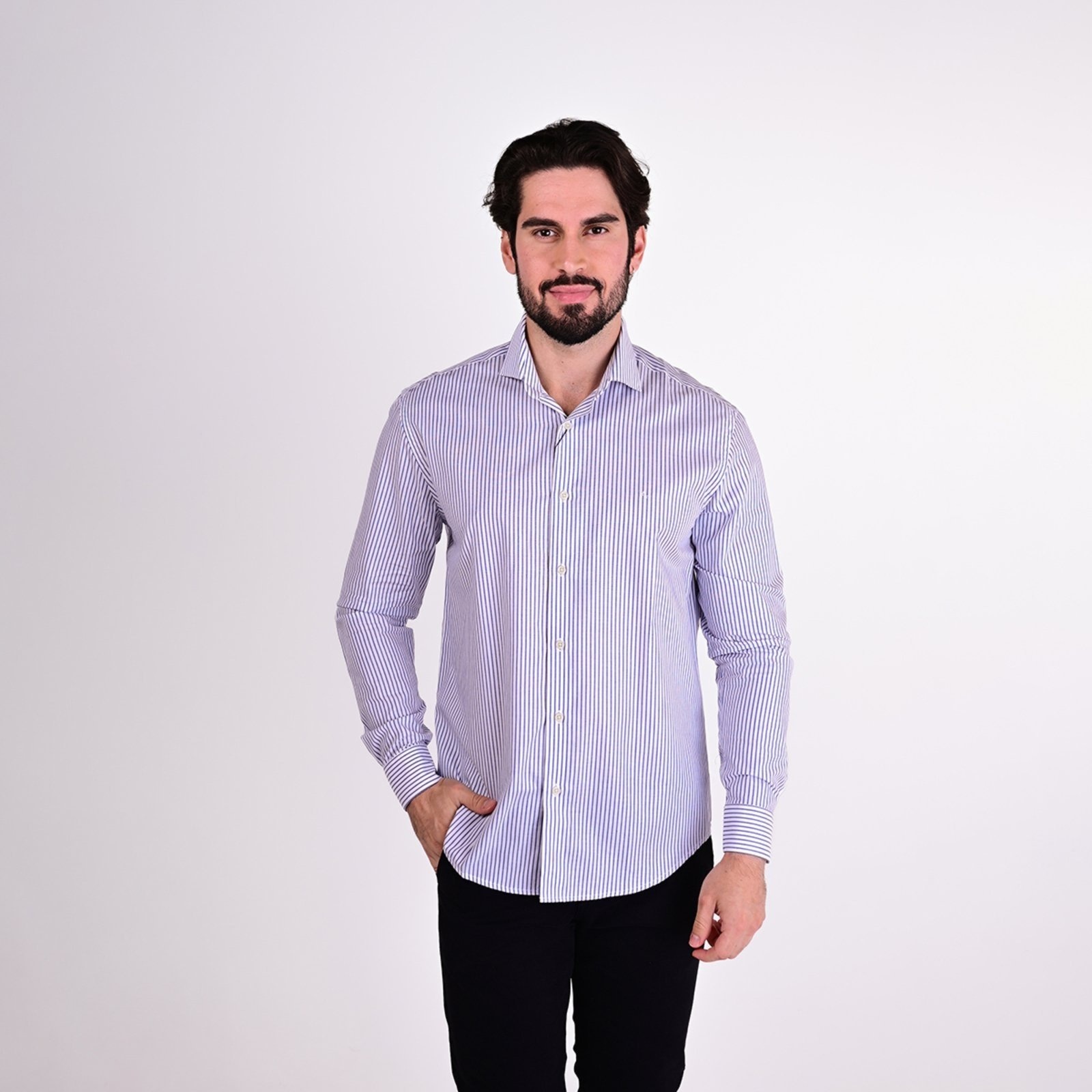 Imagem principal Camisa Aramis Slim Listras Branco/Azul Aramis branco azul