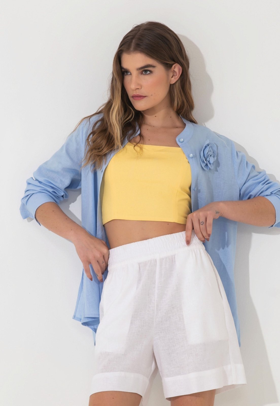 Imagem principal Short Linho Traymon Cós Elástico Traymon branco