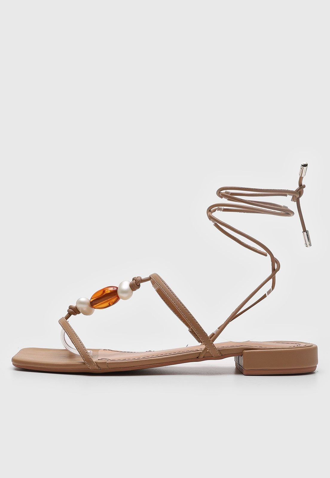 Imagem principal Rasteira Feminina Santa Lolla Com Amarração Pérolas Santa Lolla bege