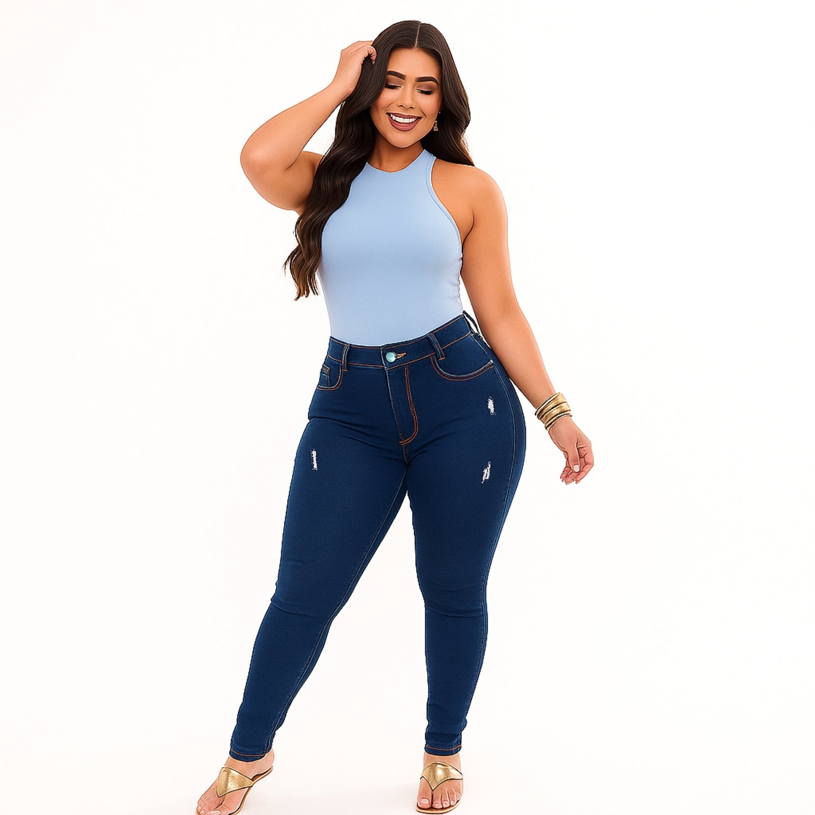 Imagem principal Calça Jeans Feminina D Bell Outlet Fashion Skinny D BELL OUTLET FASHION azul/jeans azul