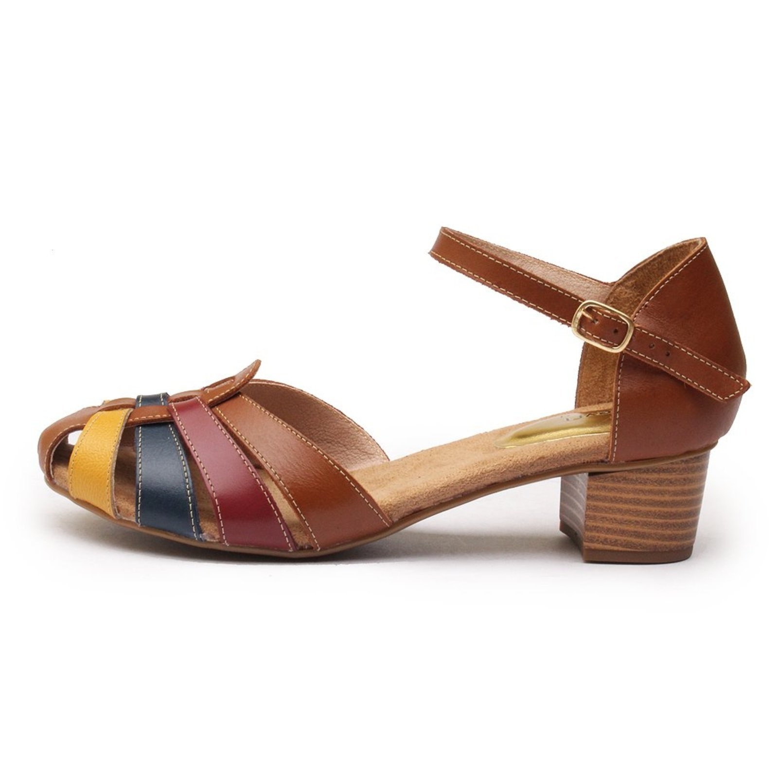 Imagem principal Sandália Feminina Couro Retrô Boneca Colorida Madus multicolorido
