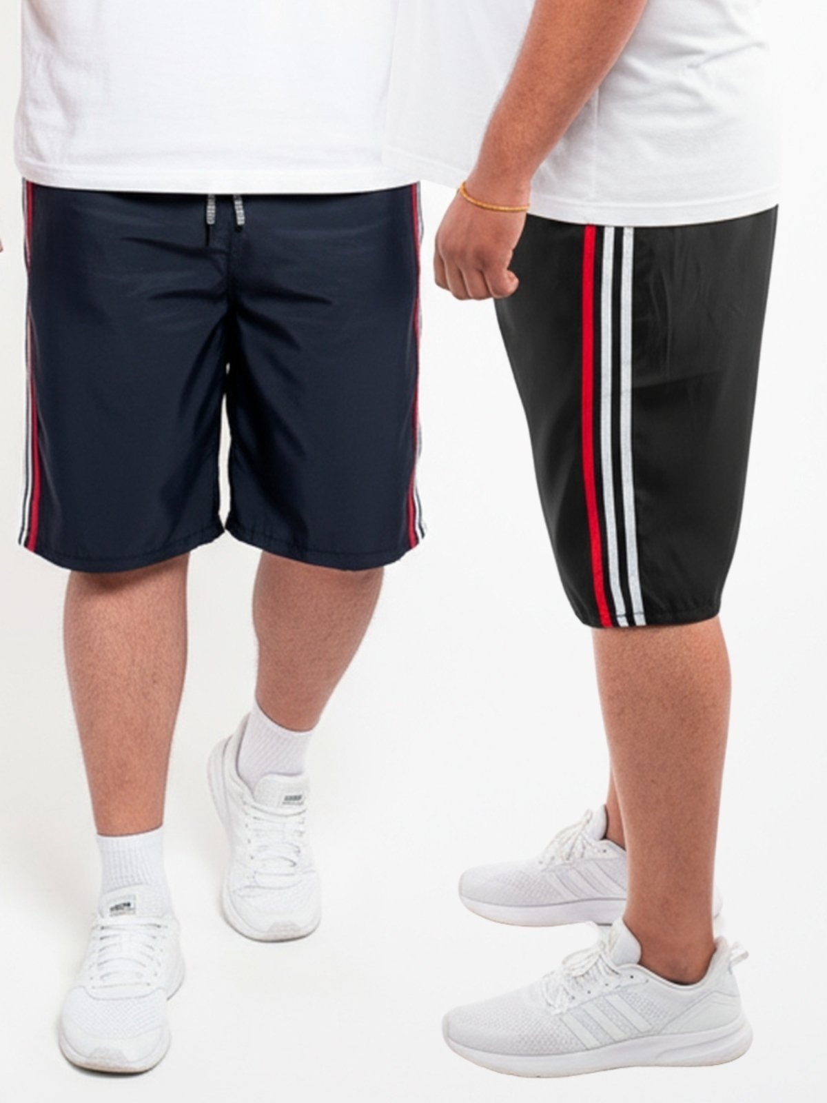 Imagem principal KIT 2 Bermuda Plus Size Frent's Listra Lateral Popular Treino Casual Esporte Frent's azul/azul marinho/preto