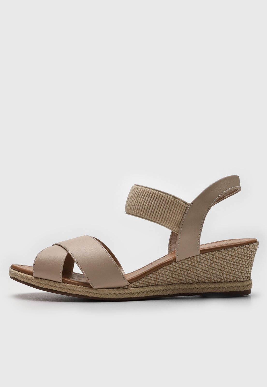 Imagem principal Sandália Feminina cê Salto Anabela Tiras Cruzadas BEBECÊ nude