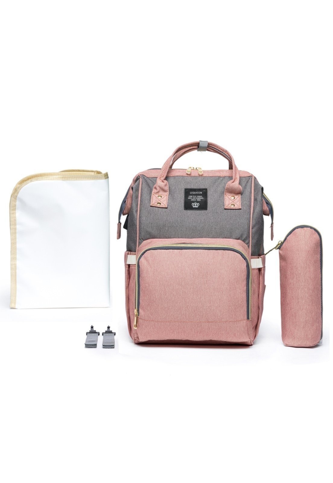 Imagem principal Mochila Lequeen Maternidade Porta Mamadeira Lequeen rosa
