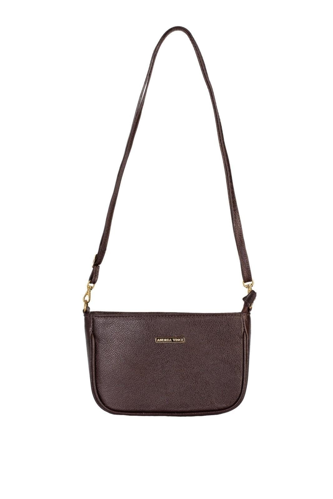 Imagem principal Bolsa tiracolo pequena de couro liso Iria - Café Andrea Vinci vermelho