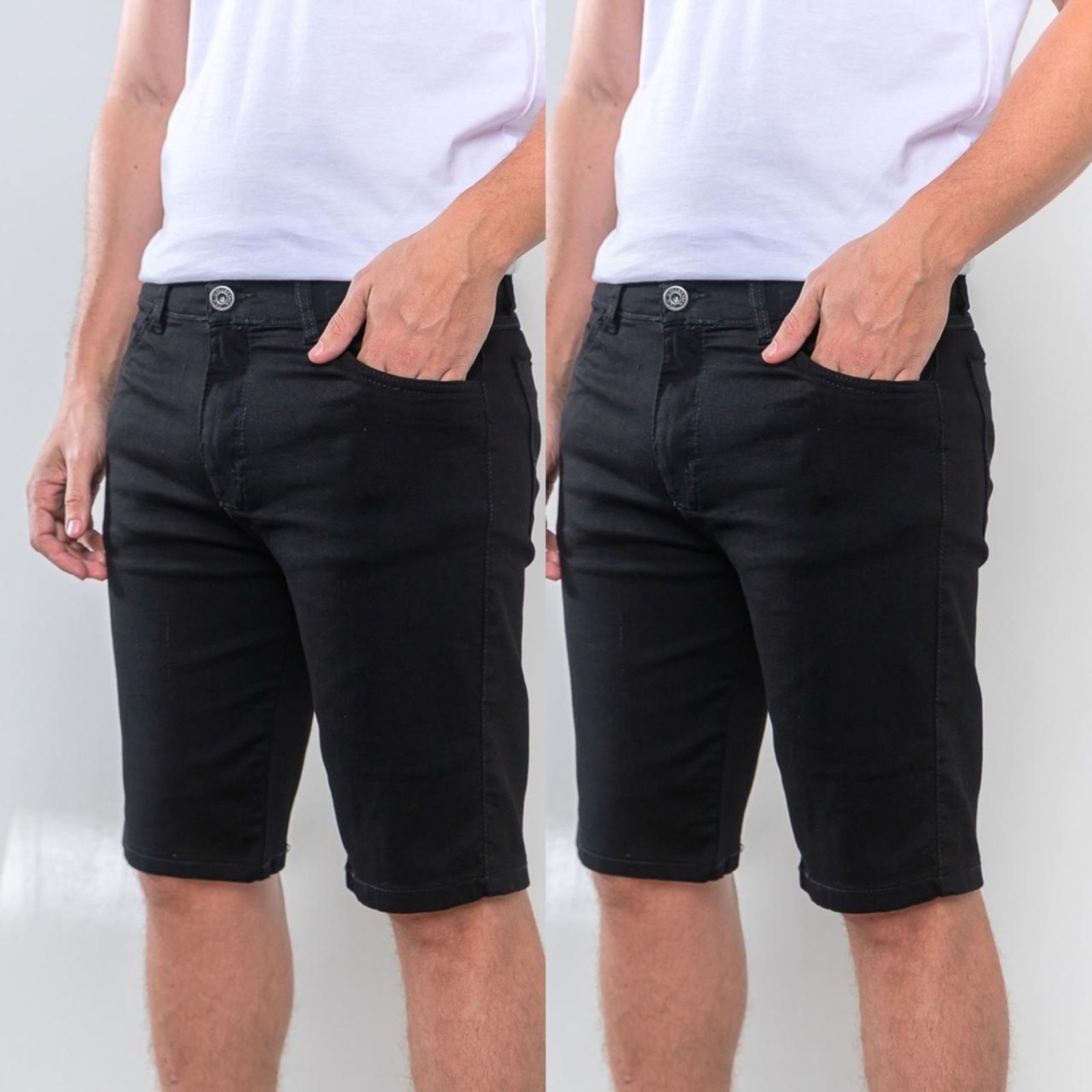 Imagem principal KIT 2 Bermuda Sarja Masculina Tempo Habil Casual e Basica 5 Estilo preto