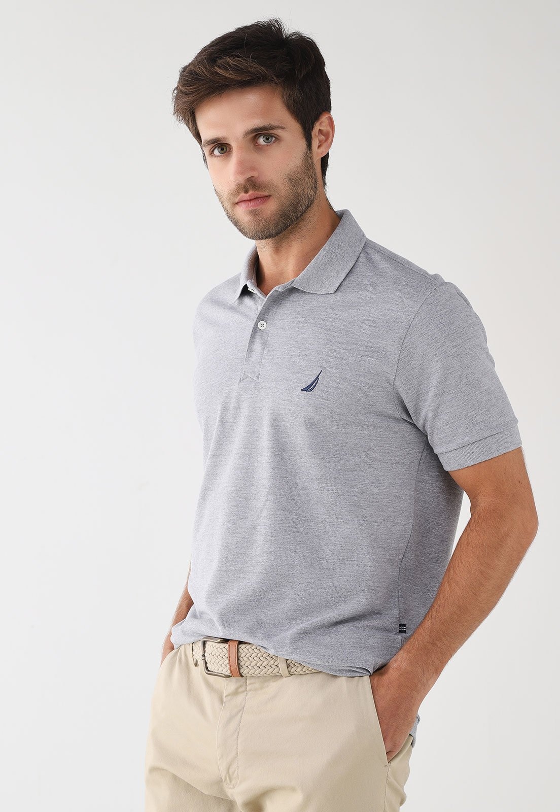 Imagem principal Polo Masculina Nautica Tradicional Mescla Nautica cinza